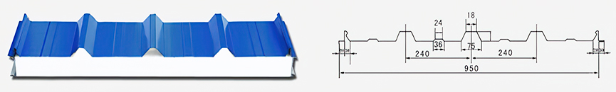 Snap Cap Type Roof EPS Sandwich Panel Details